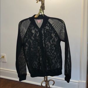 Black Mesh Bomber Jacket
